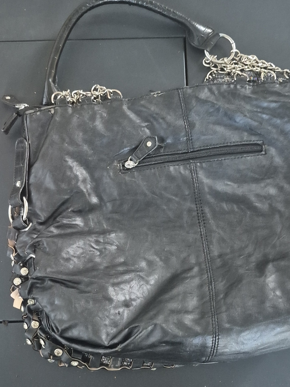 Black Studded Chain-Handle Women’s Tote - Picture 2 of 3